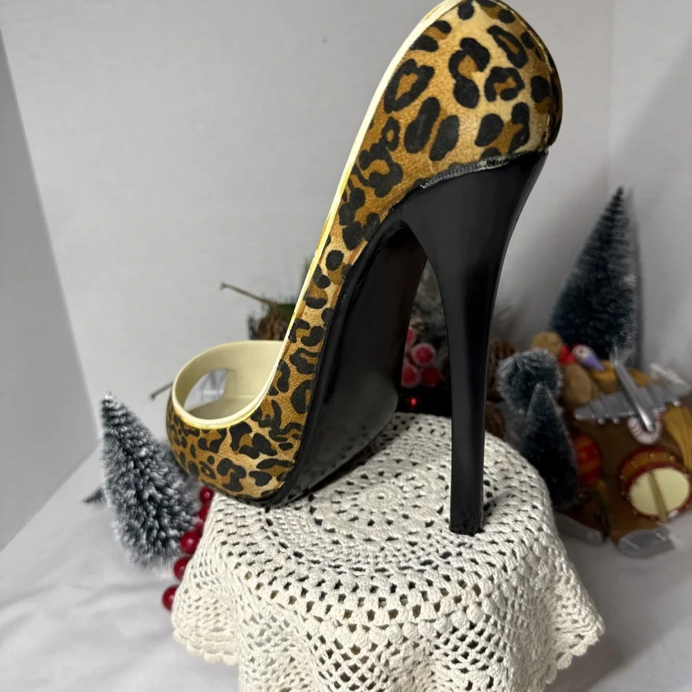 Wild Eye Designs Leopard Print High Heel Stiletto Shoe Wine Holder